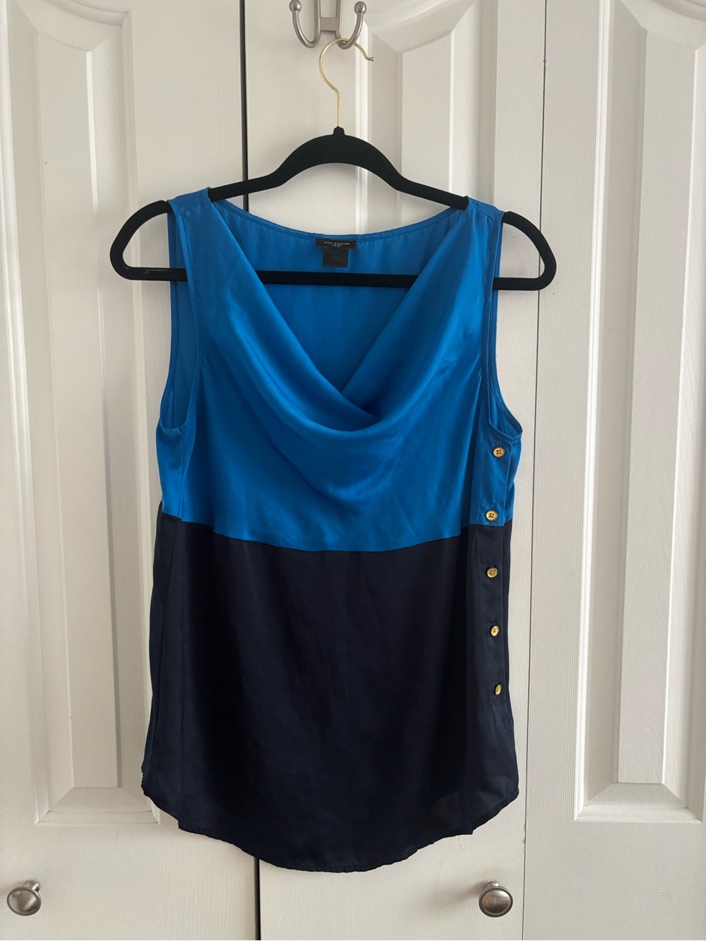 Ann Taylor Silk-Feel Colorblock Blouse